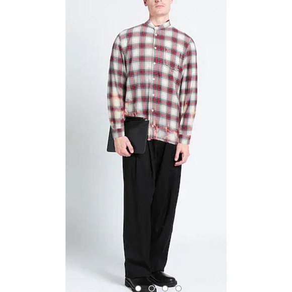 Zadig & Voltaire Other - Zadig & Voltaire Sigmund Stigma Red Plaid Checked‎ Shirt Mandarin Collar ( 40 )
